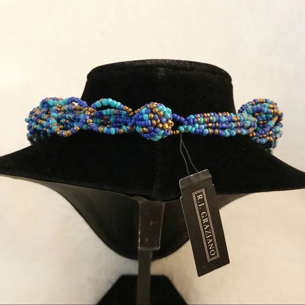 NWT R.J. GRAZIANO Boho Multi-color Twisted Seed Bead Collared Statement Necklace - Picture 4 of 11